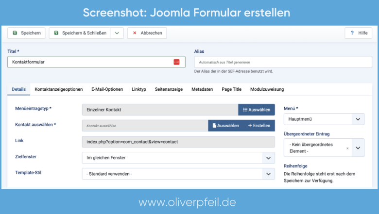 Joomla Kontaktformular erstellen