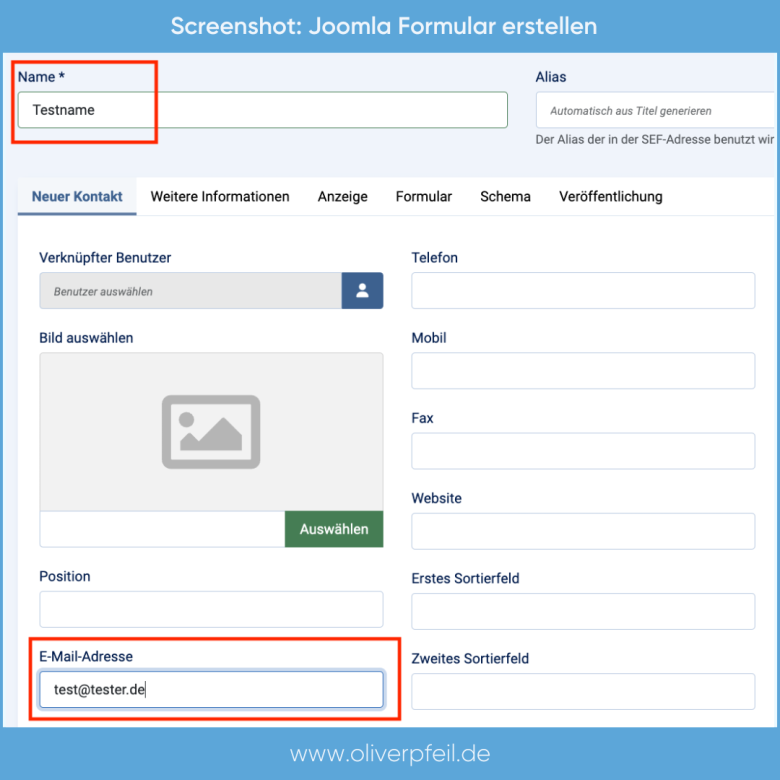 Joomla Kontaktformular erstellen