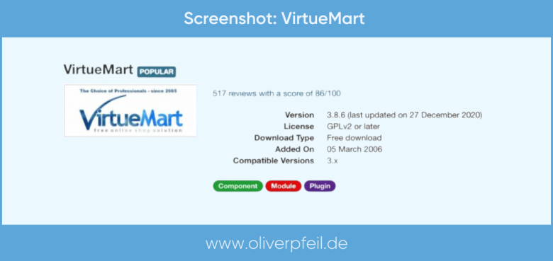 Joomla Onlineshop VirtueMart