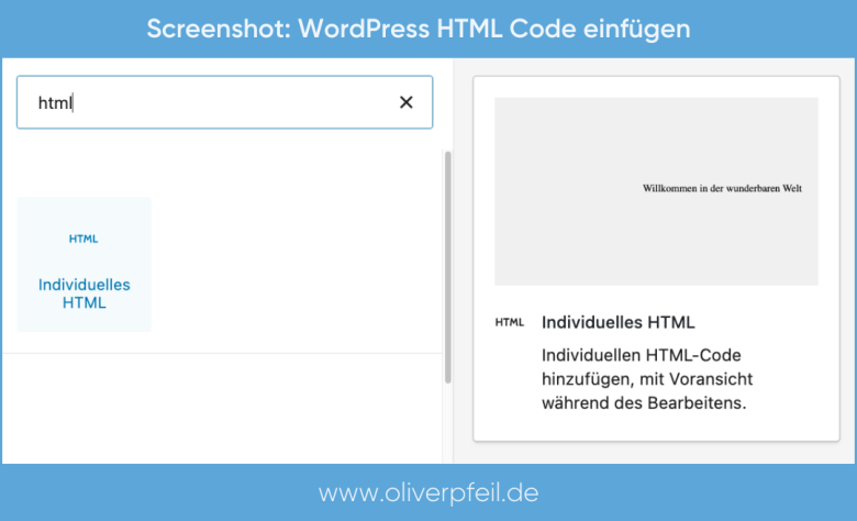 WordPress HTML Code einfügen