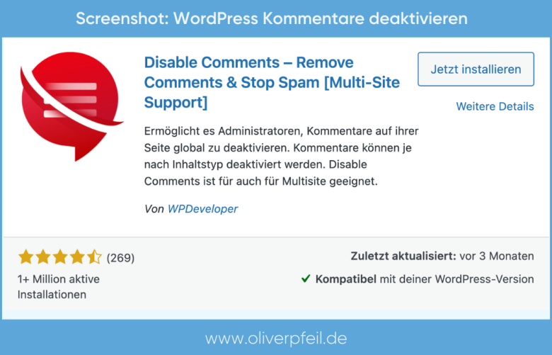 WordPress Kommentare deaktivieren 