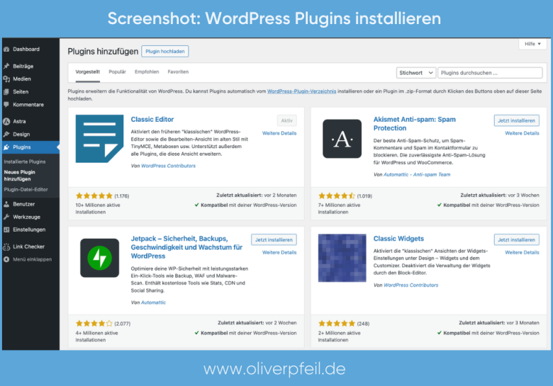 WordPress Plugins installieren