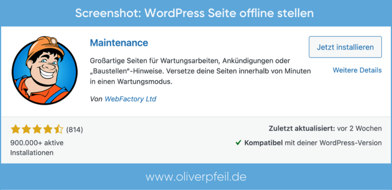 WordPress Seite offline stellen