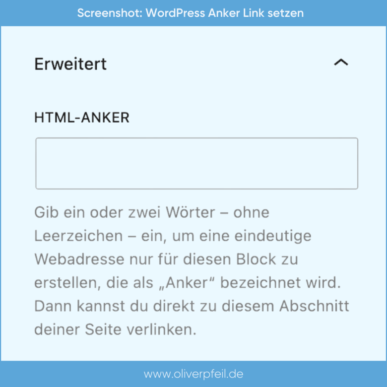 WordPress Anker-Link setzen